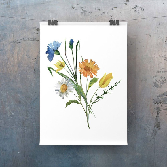 Watercolor Wildflowers Botanical Digital Art Print Set of Three - Picture 4 of 15